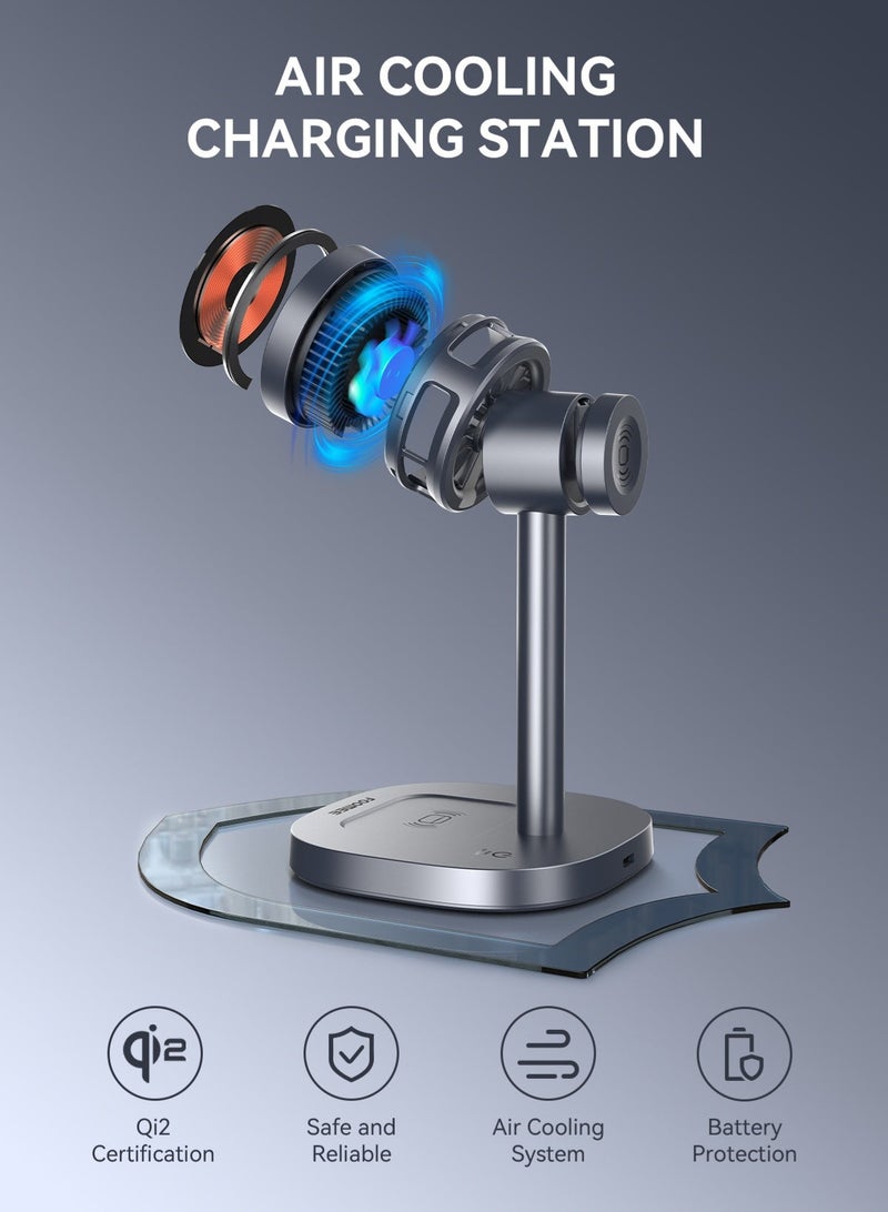 FOOMEE Wireless Charger for iphone 3-in-1 Charging Station Qi2 15W Charging for iPhone Magnetic Wireless Stand for iPhone 17Promax/Pro16/15/14/13 AirPods Apple Watch Includes USB C Charger and Cable - Image 2